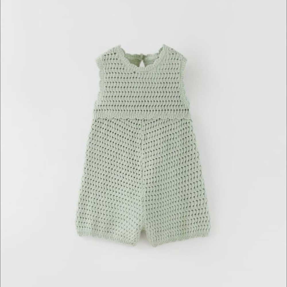 Zara Crochet Knit Romper NWT